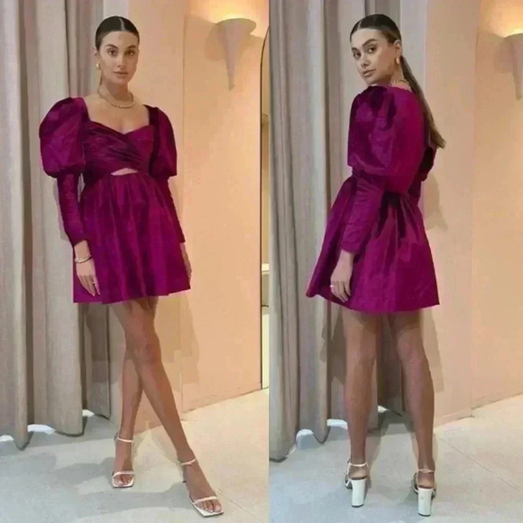 Alemais Dresses & Skirts - NWT Alemais Rosario Puff Sleeve Velvet Mini Dress US Size 4